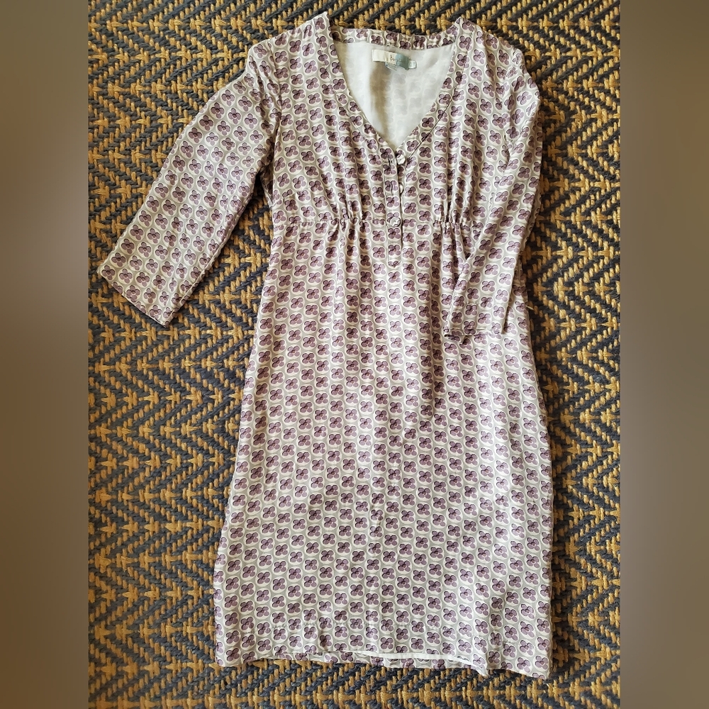 Boden Silk Dress with Purple Flowers